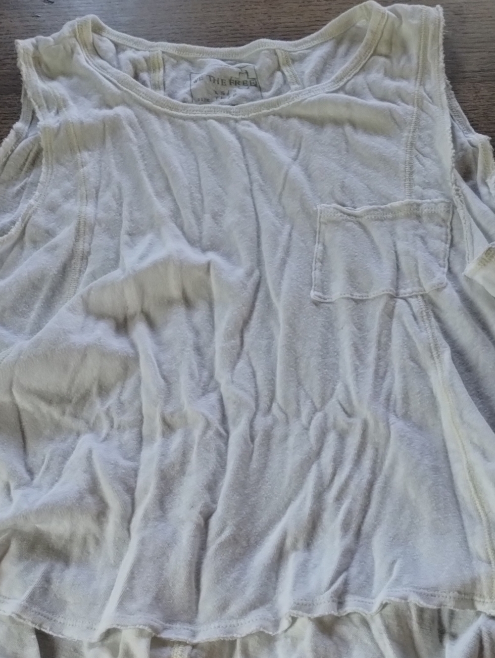 Free People Cream Relaxed Sleeveless Pocket Tank